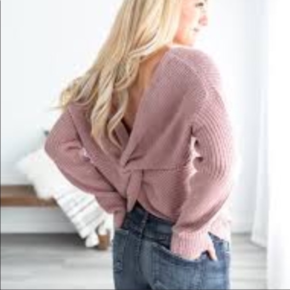 O&O twist back mauve sweater - Picture 2 of 8
